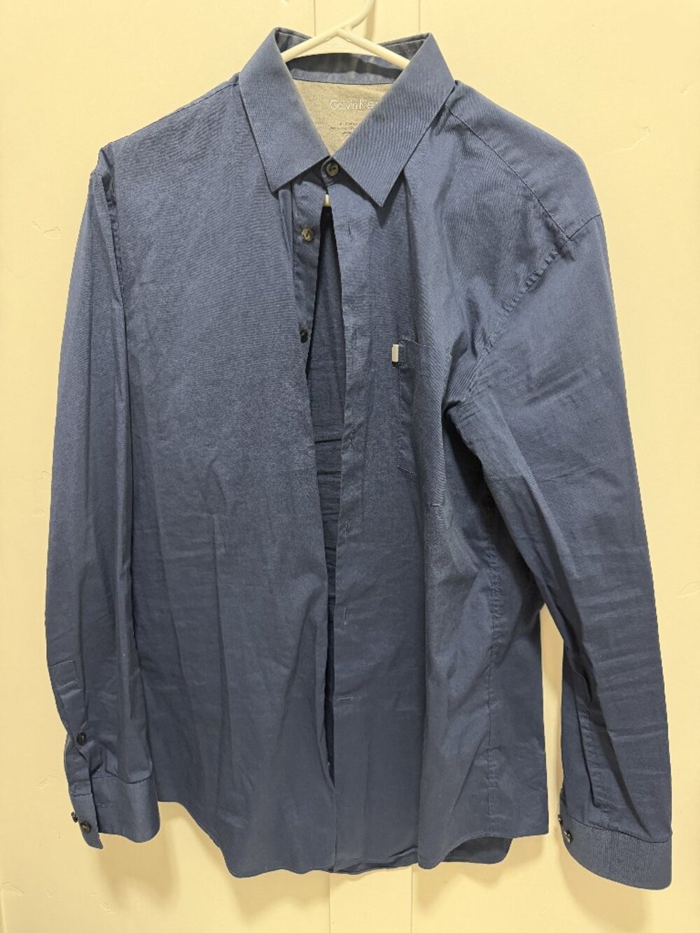 Calvin Klein Mens M Extreme Slim Fit Blue Dress Shirt 15-15.5 32/33 Stretch